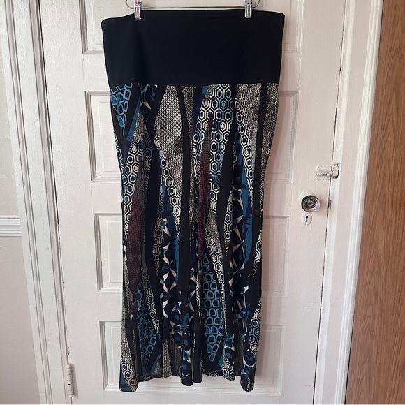 Women With Control Flare Leg Pants 1XP Stretch Flowy Retro Geometric Print Boho - Picture 1 of 16